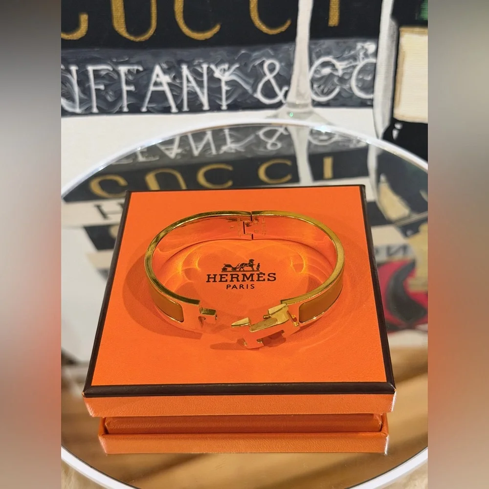 🔥 HERMÈS CLICK CLACK GOLD PLATED FULL INCLUSION SIZE 6.8” SP